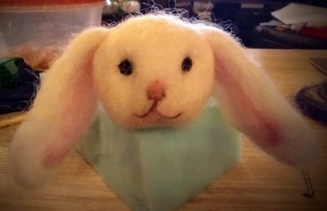 Little Felt Bunny by Path with Art student artist Jessica Peterson