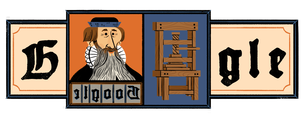 Google celebrates Johannes Gutenberg with a Doodle.