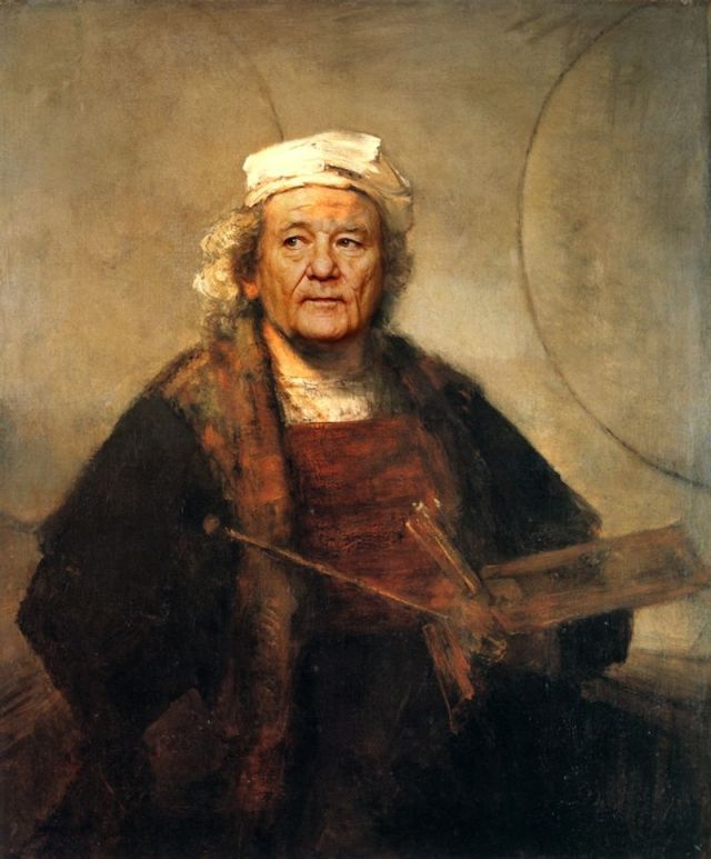 Bill Murray's face on Rembrandt's famous self-portrait