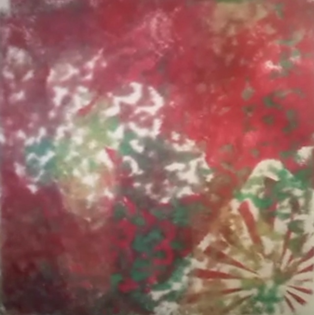 Red, white & green monotype